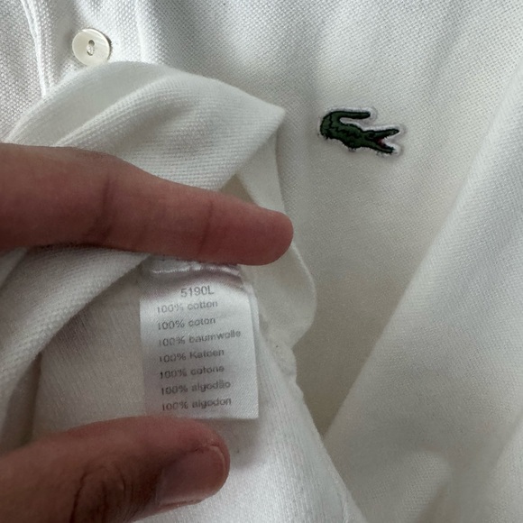 Lacoste White Cotton Polo Shirt 8 (US 3XL) Alligator Logo - Picture 4 of 4